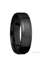 6 mm wide Flat Grooved Edges Zirconium band.