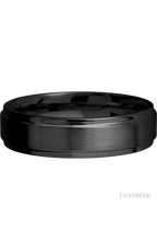 6 mm wide Flat Grooved Edges Zirconium band.