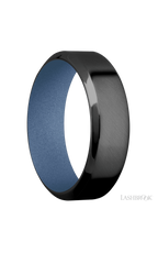 7 mm wide High Bevel Zirconium band featuring a Crushed Orchid sleeve.
