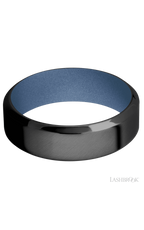 7 mm wide High Bevel Zirconium band featuring a Crushed Orchid sleeve.