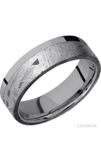 7 mm wide/Flat/Tantalum band with one 5 mm Off Center Edge inlay of Meteorite.
