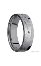 7 mm wide/Flat/Tantalum band with one 5 mm Off Center Edge inlay of Meteorite.