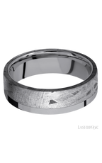 7 mm wide/Flat/Tantalum band with one 5 mm Off Center Edge inlay of Meteorite.