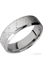 7 mm wide/High Bevel/18K White Gold band with one 4 mm Centered inlay of Meteorite.
