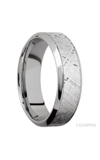 7 mm wide/High Bevel/18K White Gold band with one 4 mm Centered inlay of Meteorite.