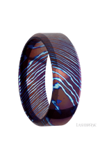 8 mm wide High Bevel Titanium Damascus band.