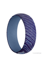 7 mm wide Domed Titanium Damascus band featuring a Crushed Orchid sleeve.