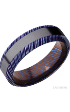 7 mm wide/High Bevel/Titanium Damascus band with one 3 mm Centered inlay of Tantalum.
