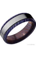 7 mm wide/Beveled/Titanium Damascus band with one 4 mm Centered inlay of Titanium.