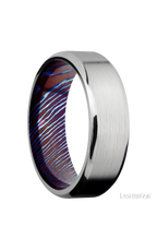 7 mm wide Beveled Cobalt Chrome band featuring a Titanium Damascus sleeve.