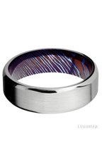 7 mm wide Beveled Cobalt Chrome band featuring a Titanium Damascus sleeve.