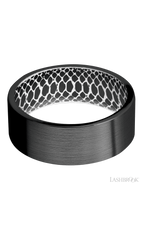 8 mm wide Flat Zirconium band featuring a White sleeve.