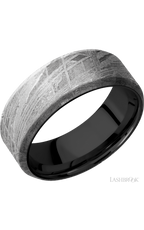 8 mm wide Beveled Meteorite band featuring a Zirconium sleeve.