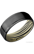 7 mm wide Flat Grooved Edges Zirconium band featuring a Bright Nickel sleeve.