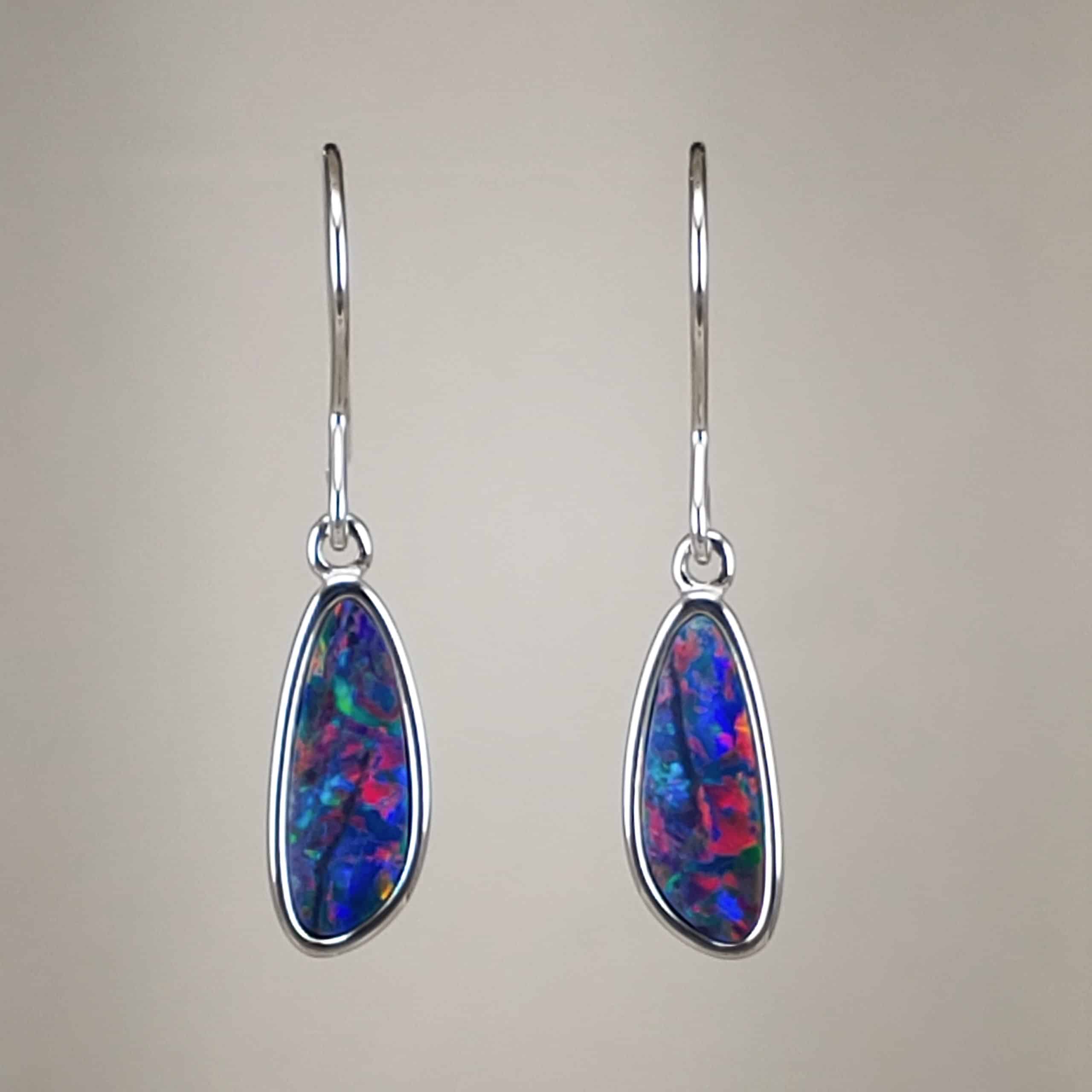 925 Sterling Silver Australian Opal Earrings