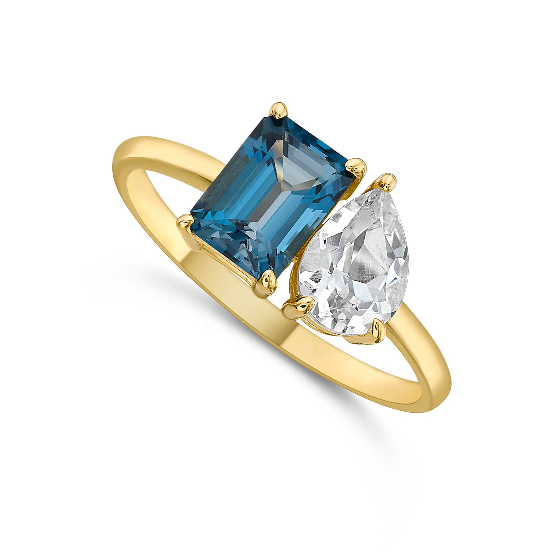 14Kt, Rings, London Blue Topaz, White Topaz