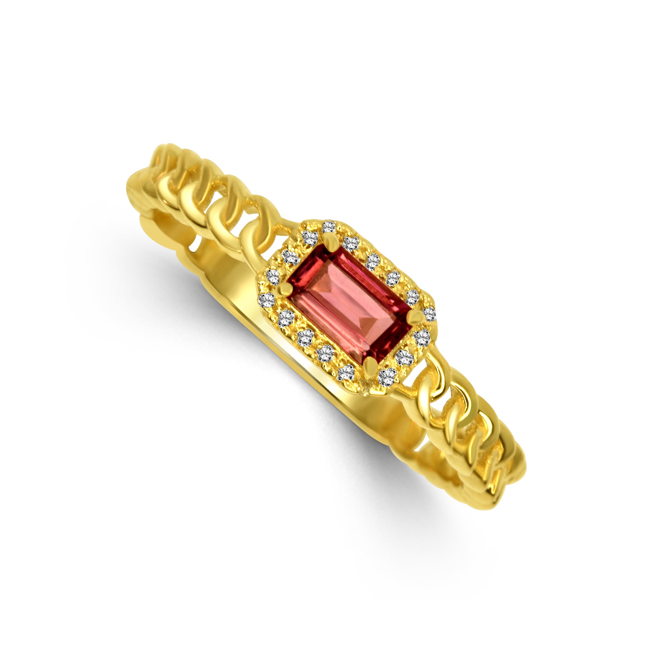 14Kt, Rings, Pink Tourmaline, Diamond