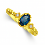 14Kt, Rings, London Blue Topaz, Diamond