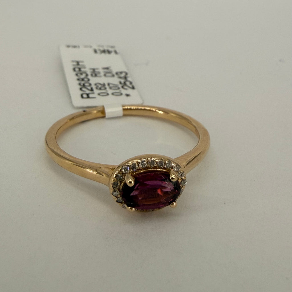 14Kt, Rings, Rhodolite Garnet, Diamond
