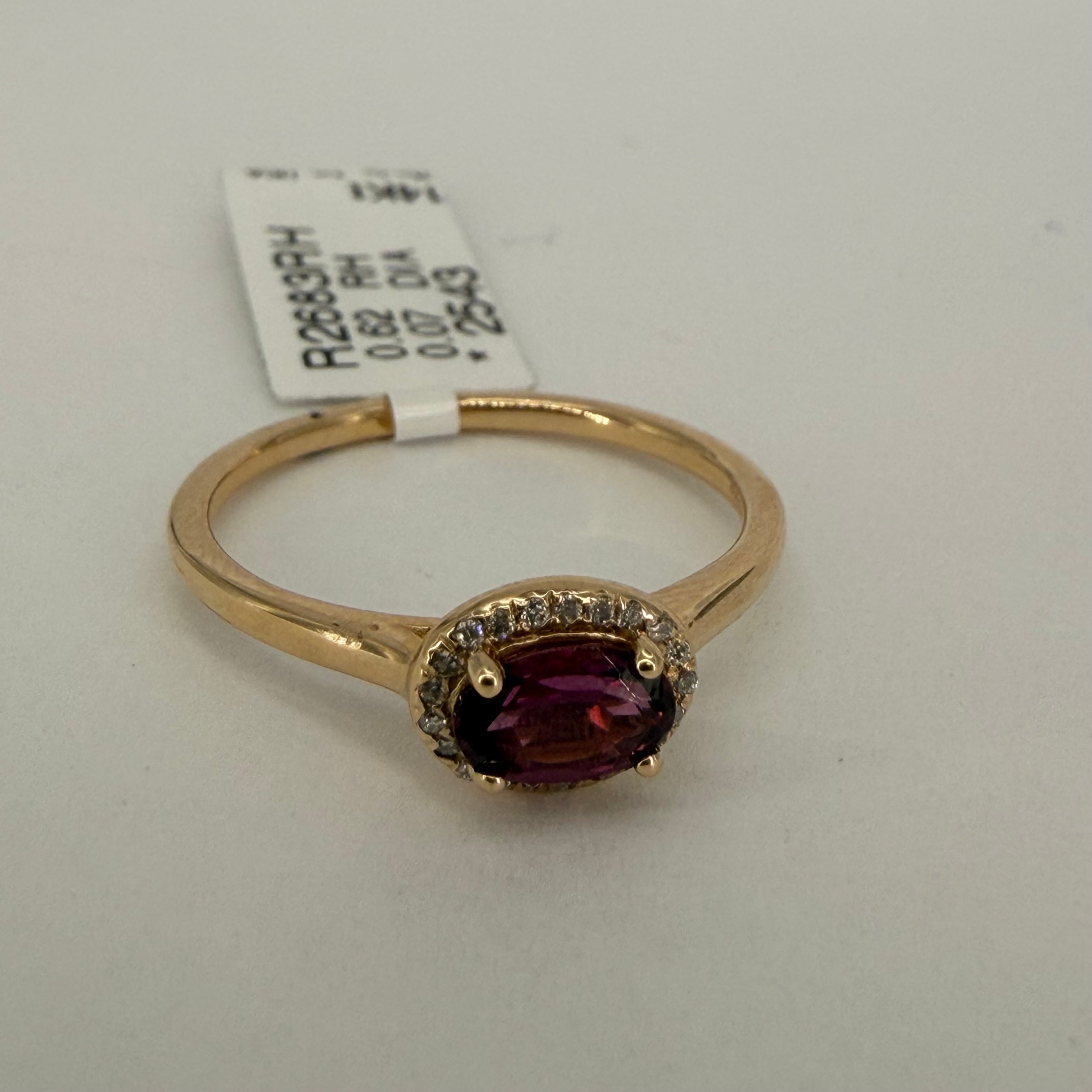 14Kt, Rings, Rhodolite Garnet, Diamond