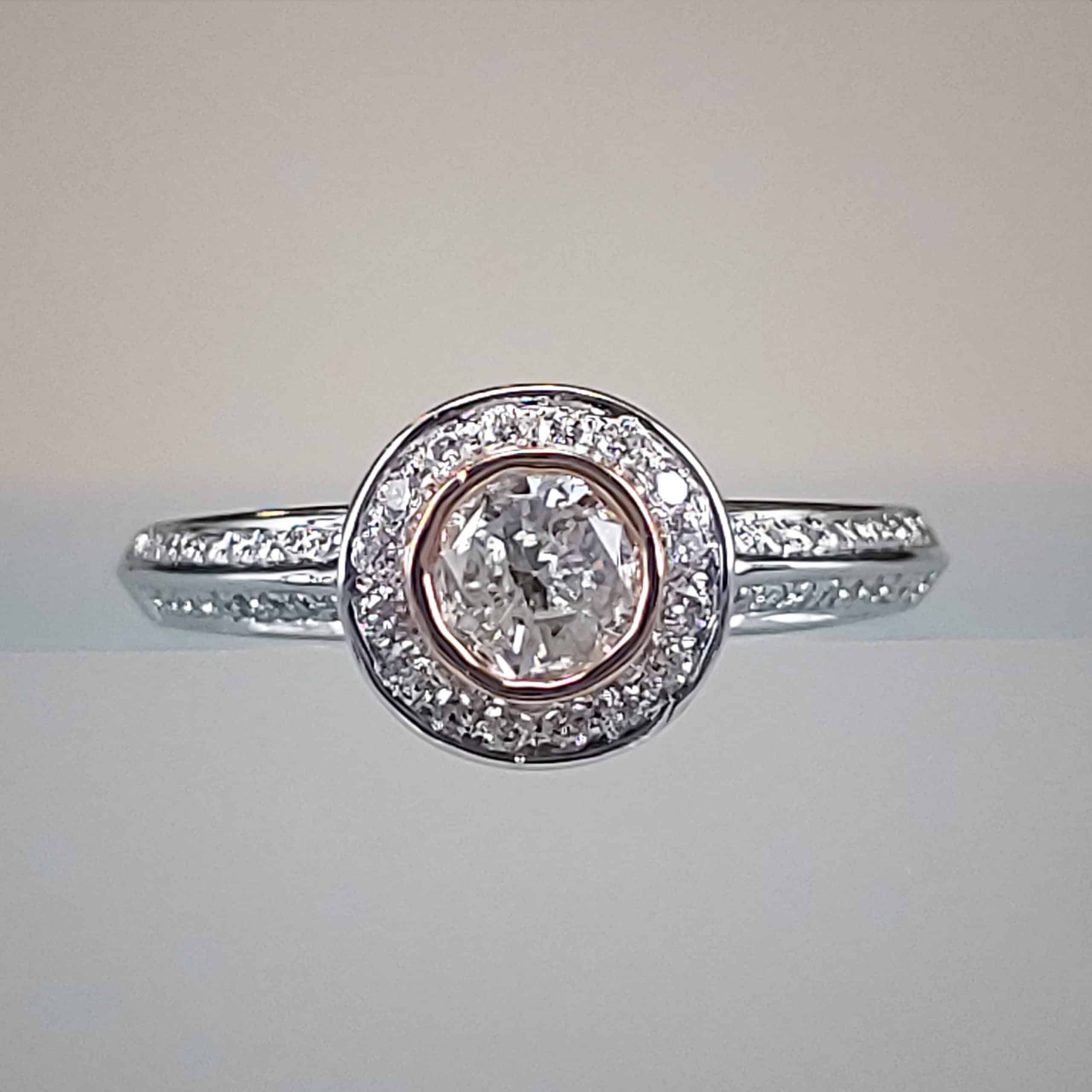 14K White & Rose Gold 1 CTW Diamond Halo Engagement Ring