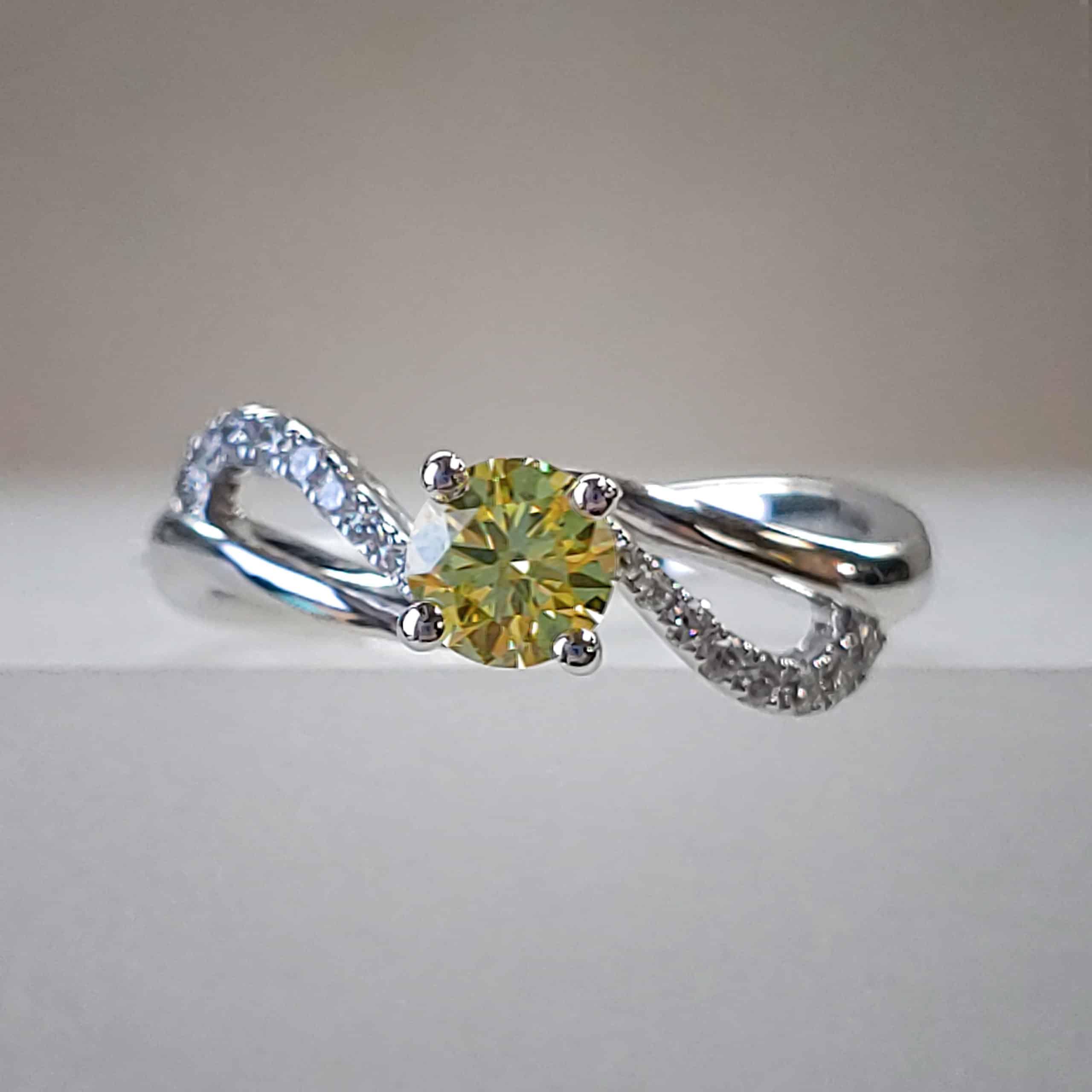 14K White Gold Canary Diamond Ring