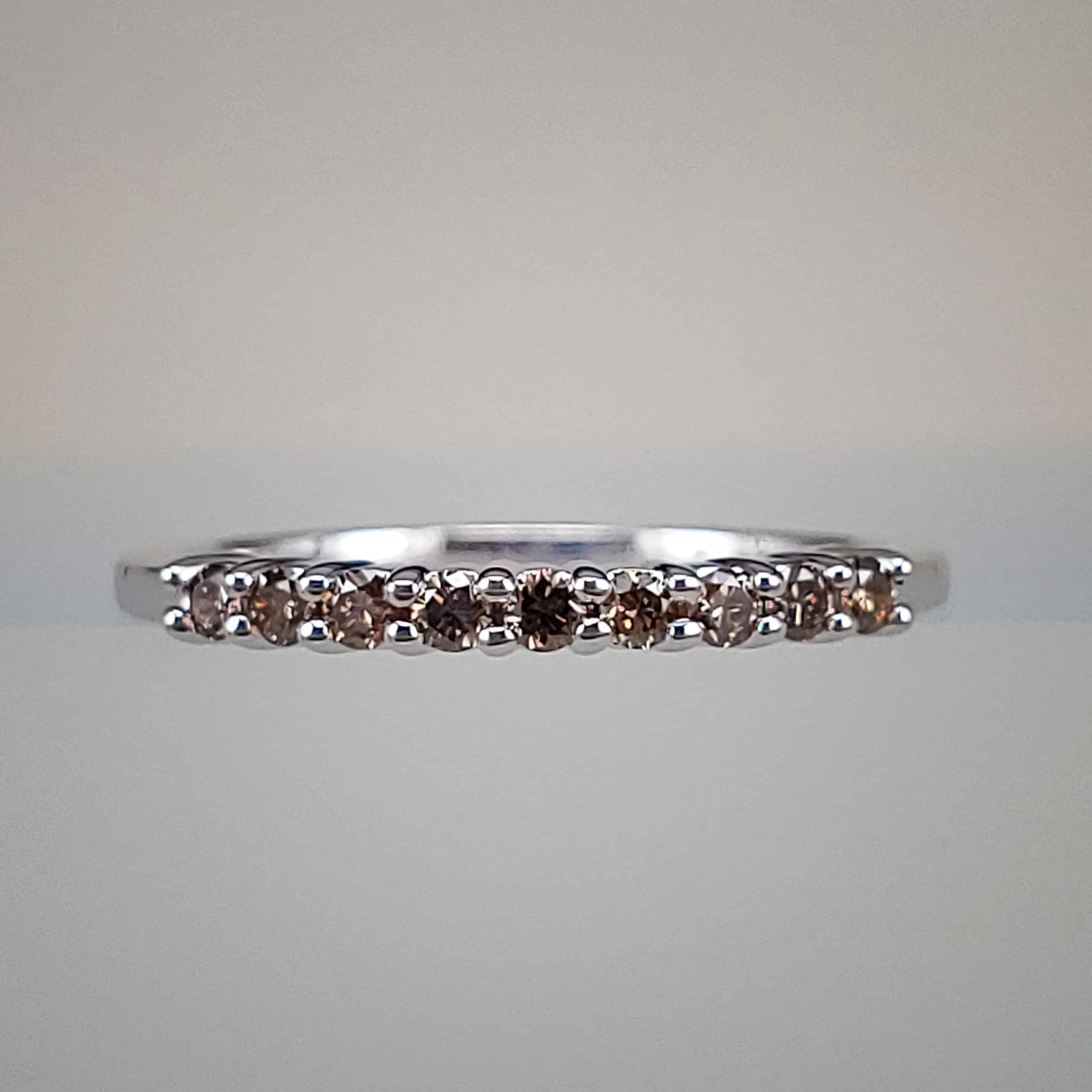 14K White Gold Natural Brown Diamond Semi-Eternity Band
