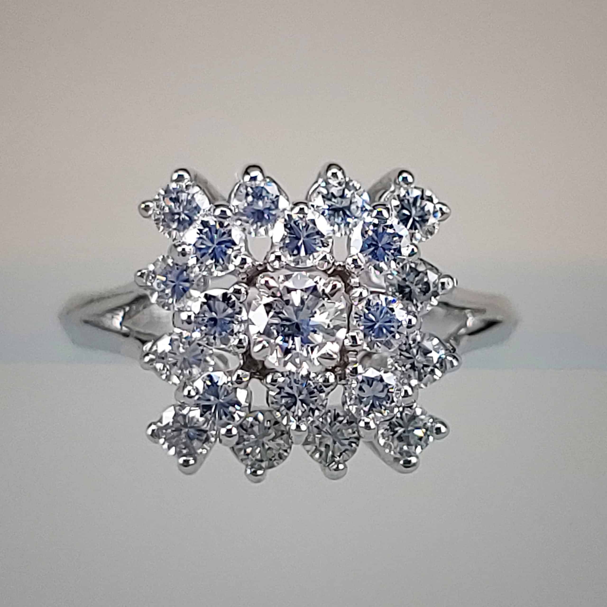 14K White Gold Diamond Starburst Ring