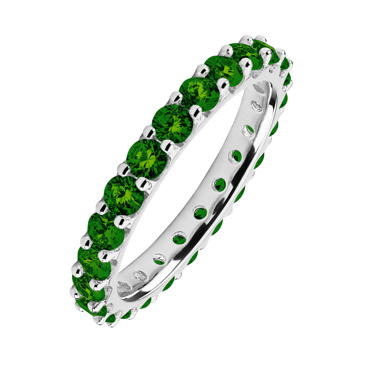 14K White Gold band with 23 Round Green Diamond having TCW-1.61