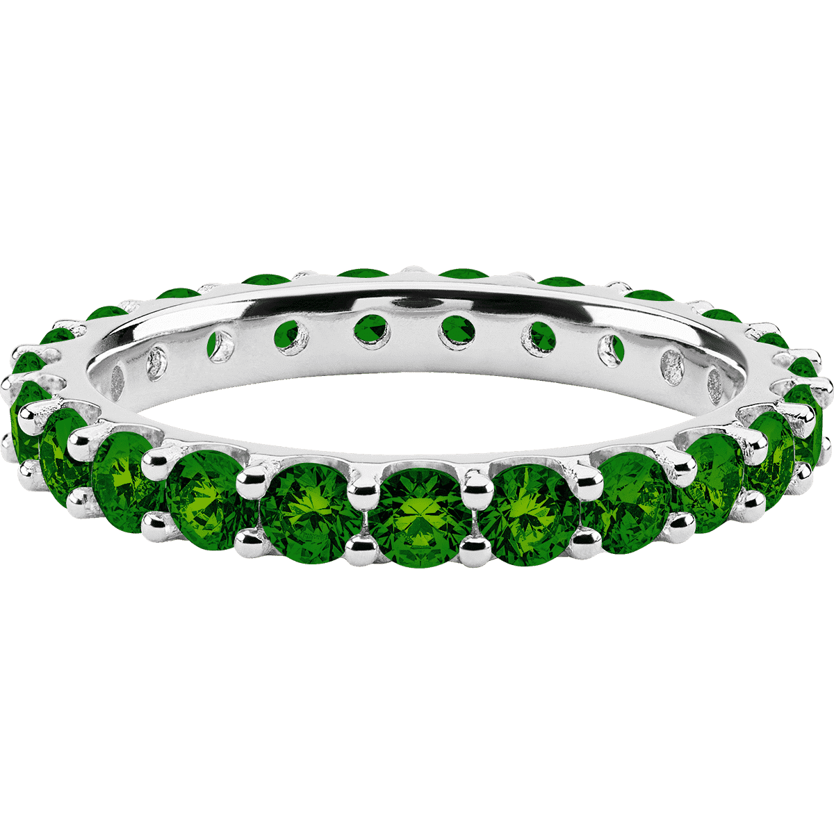 14K White Gold band with 23 Round Green Diamond having TCW-1.61