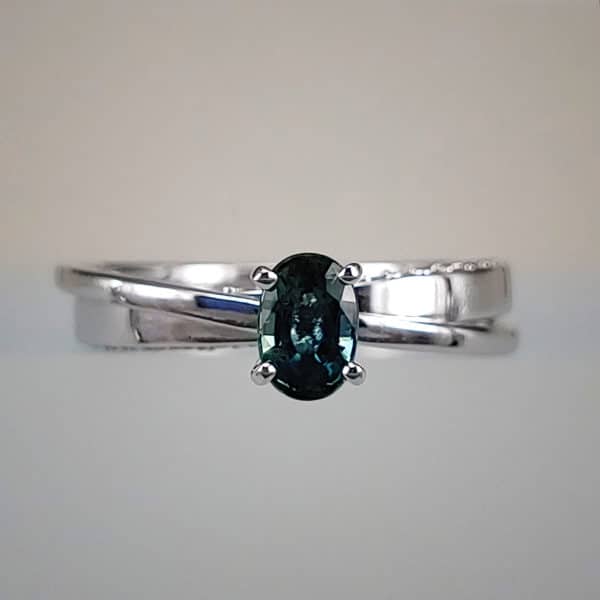 Diamond Accented Color-Changing Spinel in 14k White Gold