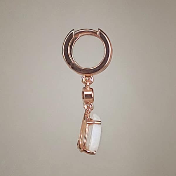 14k Rose Gold Pear-Cut Cabochon Opal Earrings w Bezel-Set Morganite Ends in Madison, WI