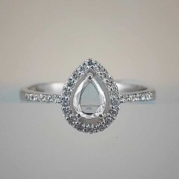1/2 Carat Rose-Cut Pear-Shaped Diamond Engagement Ring