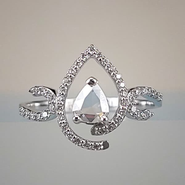 1/5 Carat Rose-Cut Pear-Shaped Diamond Engagement Ring