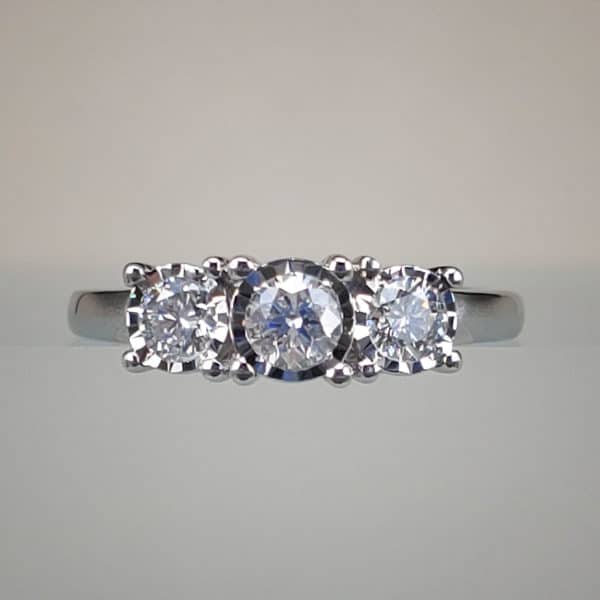 1/2 Carat 3 Stone Diamond Engagement Ring