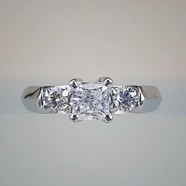 14K White Gold 3/4 Carat 3 Stone Diamond Engagement Ring