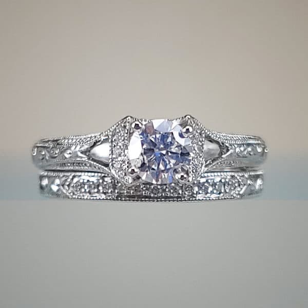 Neil Lane Engagement Ring & Wedding Band Set w Round Brilliant Diamonds