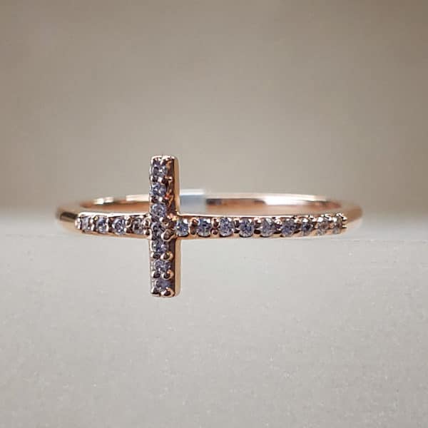 Rose Gold Diamond Cross Ring