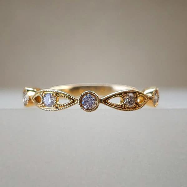 Tapered Bezel-Set Diamond Ring 14k Yellow Gold