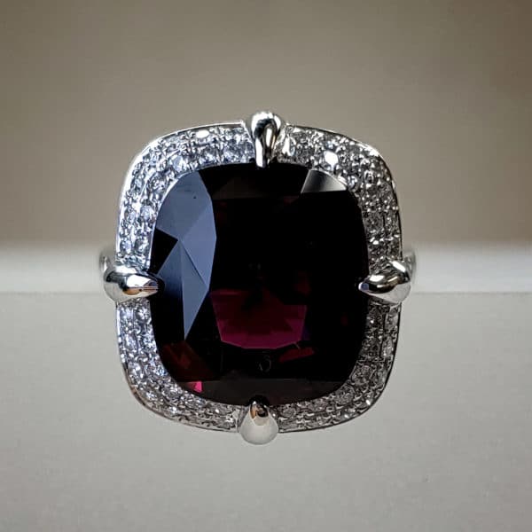 MJ Signature Series 13.65ct Multifaceted Rhodolite Garnet & Round Brilliant Diamonds